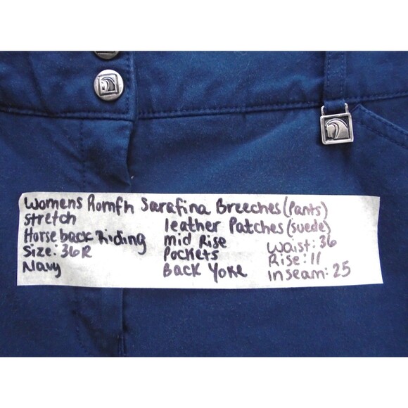 Romfh Sarafina Breeches Pants Womens Size 36 (36x25) Horseback Riding Navy Blue - Picture 5 of 11